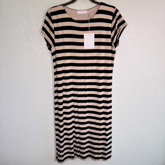 Rachel Parcell Dresses & Skirts - Rachel Parcell T Shirt Dress Womens XL Stripe Rayon Jersey Casual Soft Black Tan